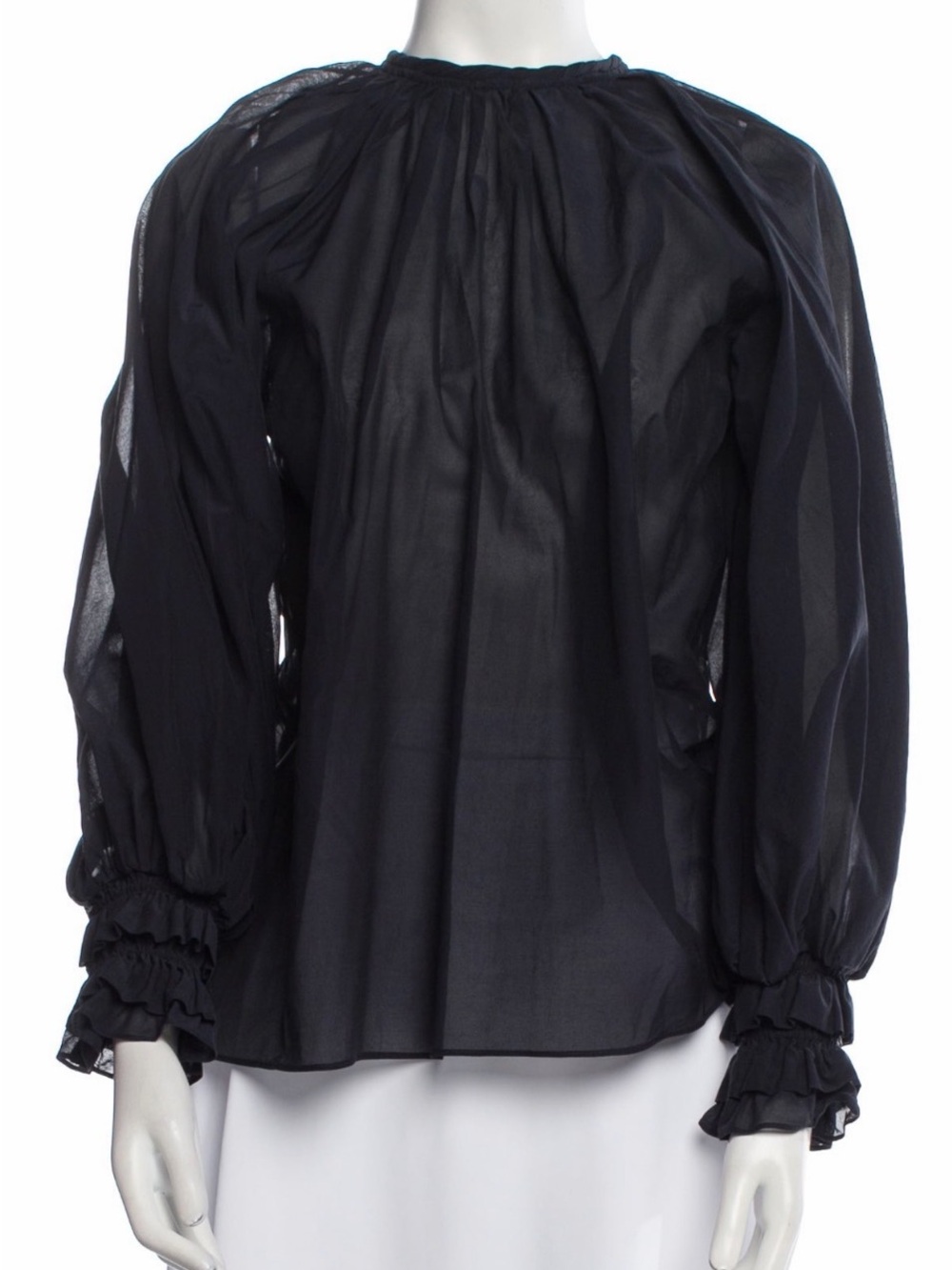 Teija Silk and Cotton Navy Blouse size Small/UK8